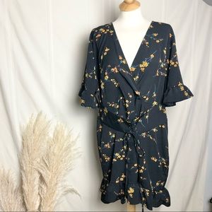 Pretty little thing Black Floral Corset Swing Dress size XL